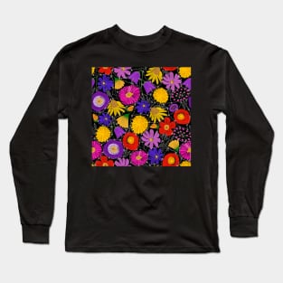 Daisy chain entwined wildflowers black Long Sleeve T-Shirt